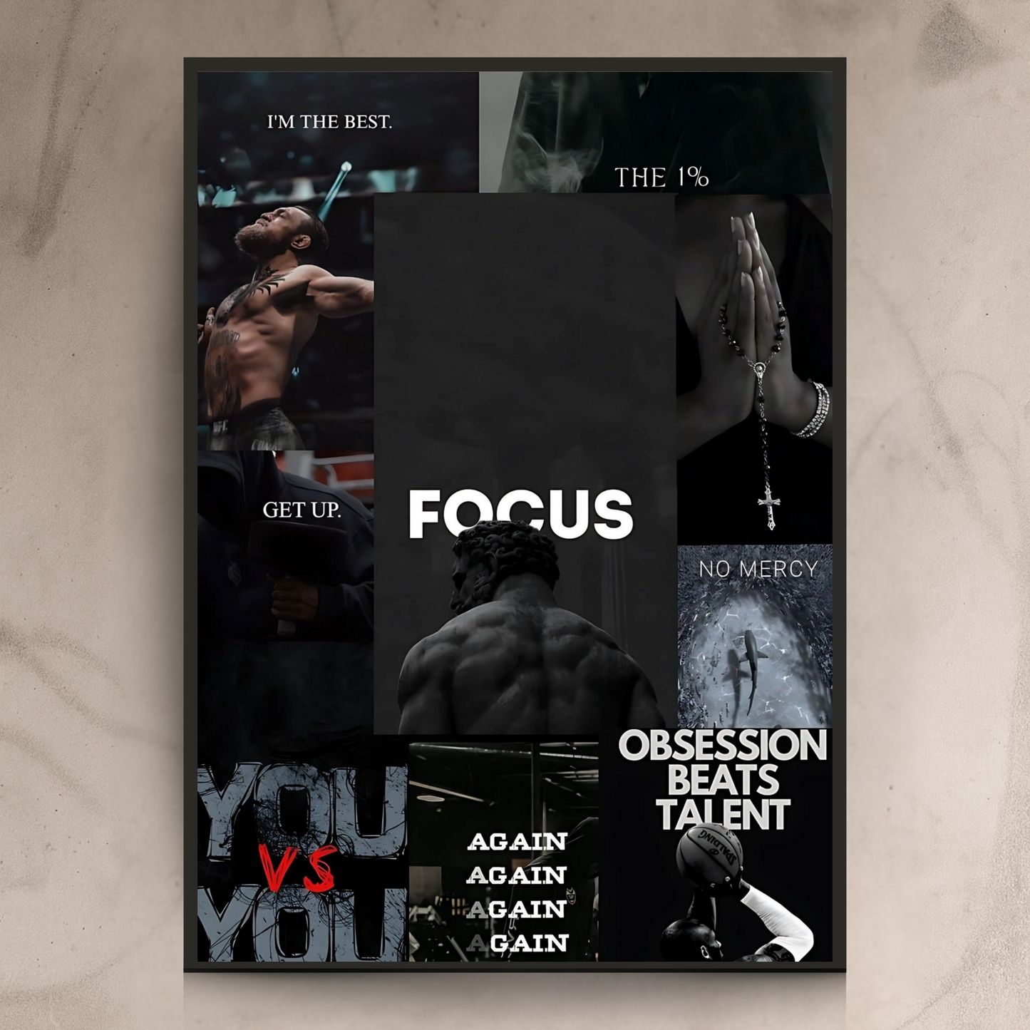 Focus Mode – Motivational Gym Collage Wall Frame