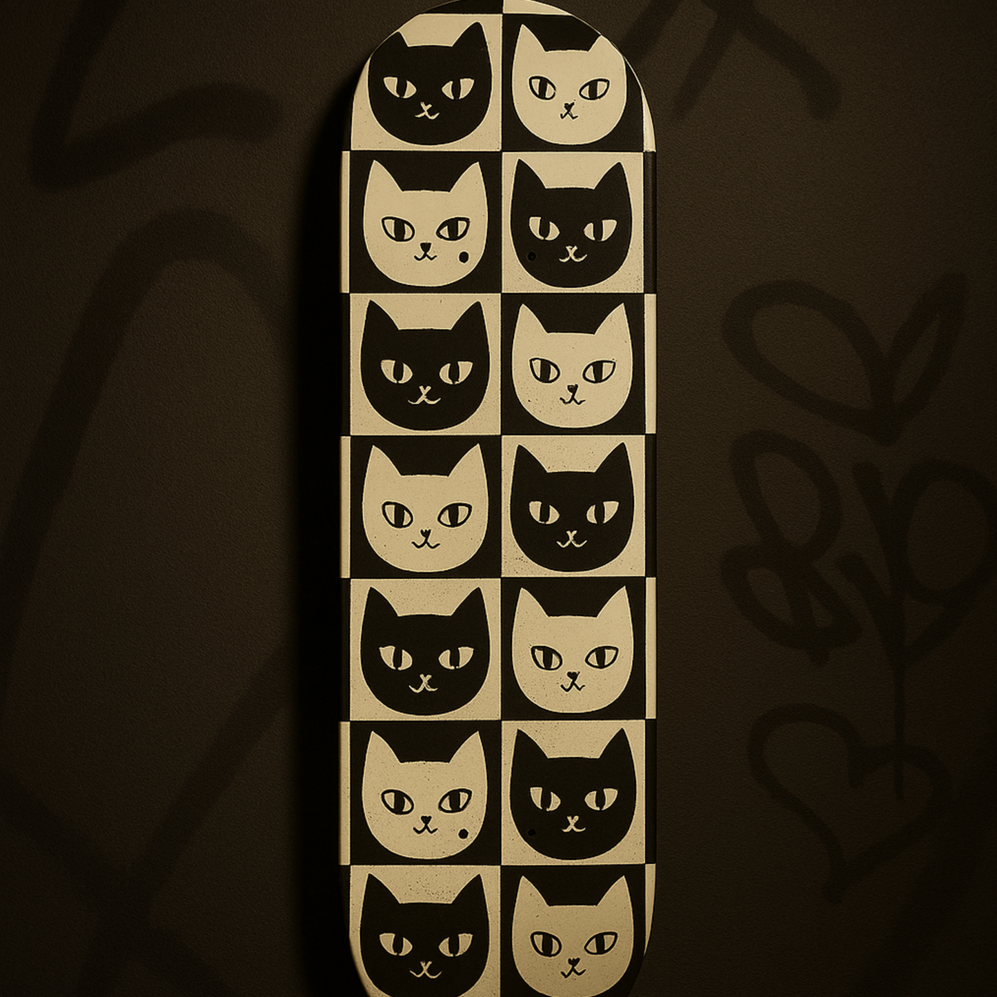 Nine Lives Cat Grid Skateboard Deck