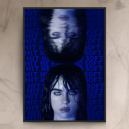 Billie Eilish Minimalist Wall Frame – Dark Pop Aesthetic Room Art