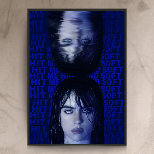 Billie Eilish Minimalist Wall Frame – Dark Pop Aesthetic Room Art