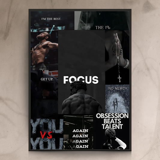 Focus Mode – Motivational Gym Collage Wall Frame