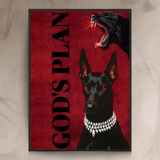 God’s Plan – Powerful Panther & Doberman Wall Frame