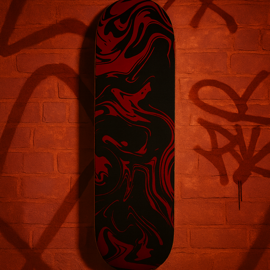 Crimson Shadow Marble Skateboard Deck