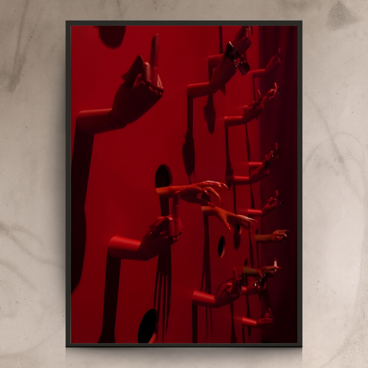 Hands In Motion – Avant-Garde Red Art Wall Frame