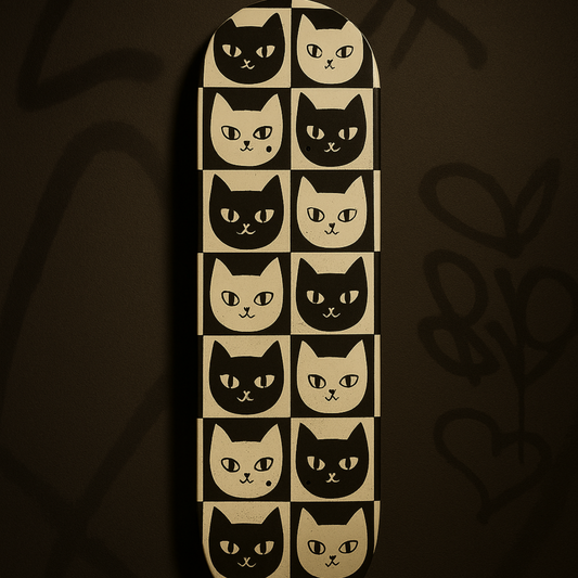 Nine Lives Cat Grid Skateboard Deck